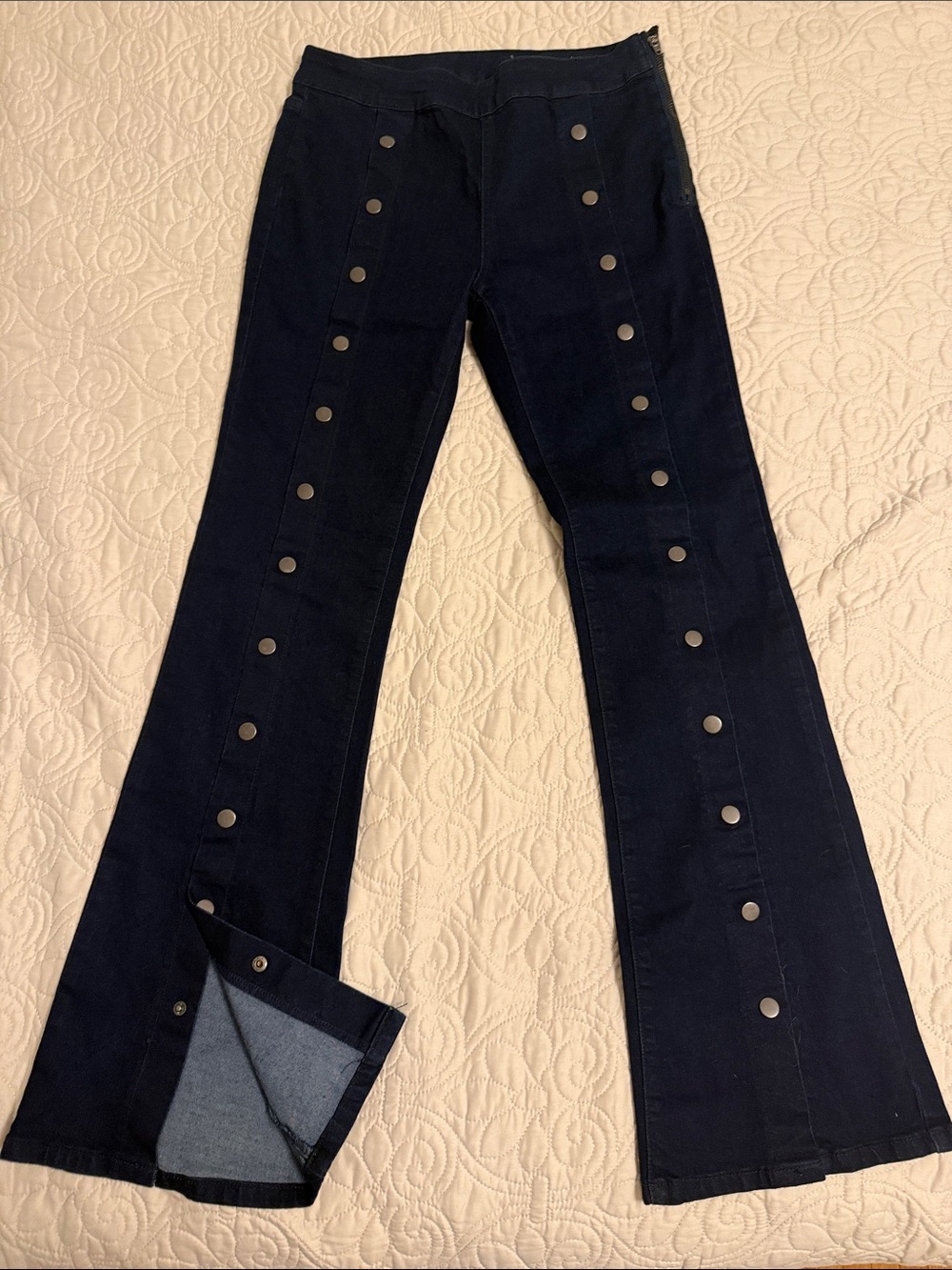 Womens Jean Snap-Front Flare Jeans